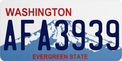 WA license plate AFA3939