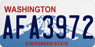 WA license plate AFA3972
