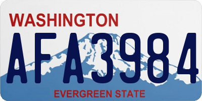 WA license plate AFA3984