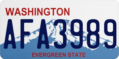 WA license plate AFA3989