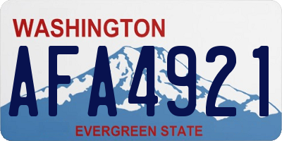 WA license plate AFA4921