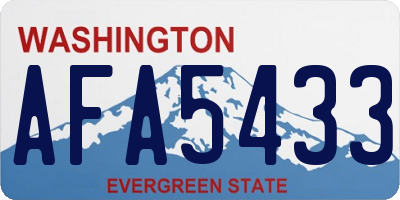 WA license plate AFA5433
