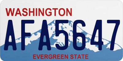 WA license plate AFA5647