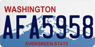 WA license plate AFA5958