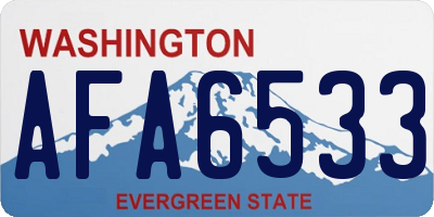 WA license plate AFA6533