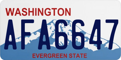 WA license plate AFA6647