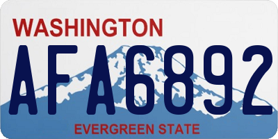 WA license plate AFA6892