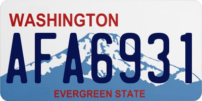 WA license plate AFA6931