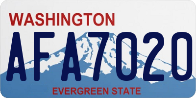 WA license plate AFA7020