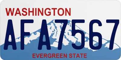 WA license plate AFA7567
