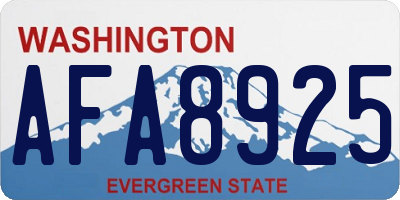 WA license plate AFA8925