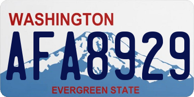 WA license plate AFA8929