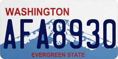 WA license plate AFA8930