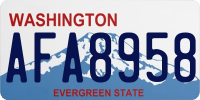 WA license plate AFA8958