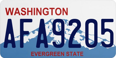 WA license plate AFA9205