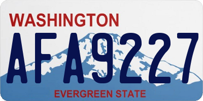 WA license plate AFA9227