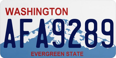 WA license plate AFA9289