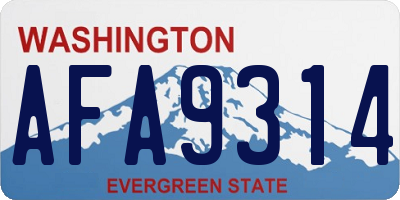 WA license plate AFA9314