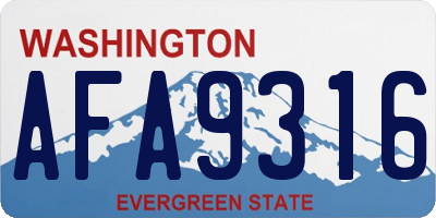 WA license plate AFA9316