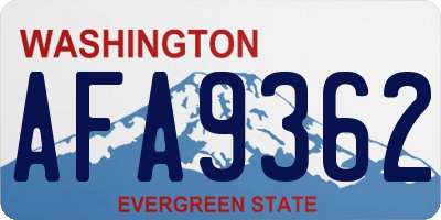WA license plate AFA9362