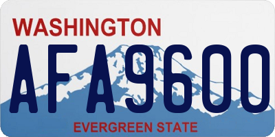 WA license plate AFA9600