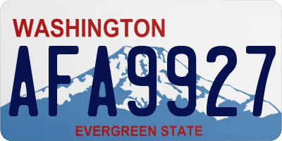 WA license plate AFA9927
