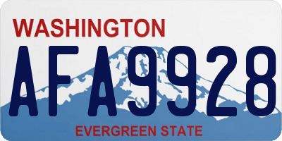 WA license plate AFA9928