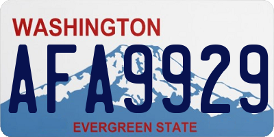 WA license plate AFA9929