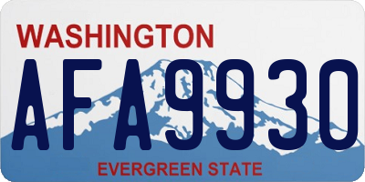 WA license plate AFA9930