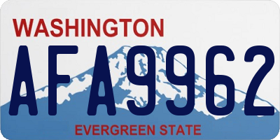 WA license plate AFA9962