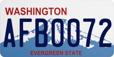 WA license plate AFB0072