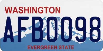 WA license plate AFB0098