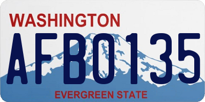 WA license plate AFB0135