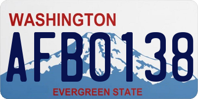 WA license plate AFB0138