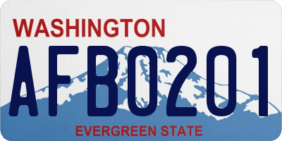 WA license plate AFB0201