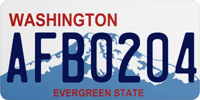 WA license plate AFB0204