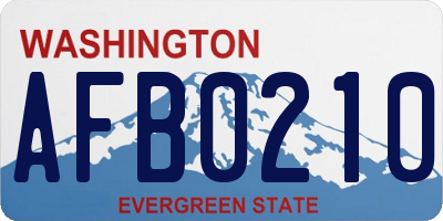 WA license plate AFB0210