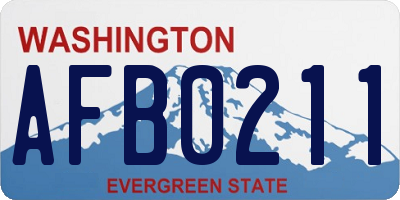 WA license plate AFB0211