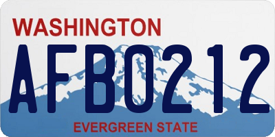 WA license plate AFB0212