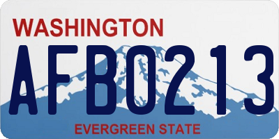 WA license plate AFB0213