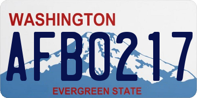 WA license plate AFB0217