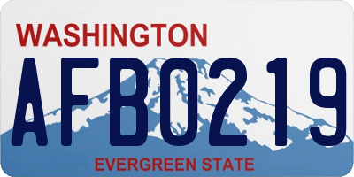 WA license plate AFB0219