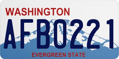 WA license plate AFB0221