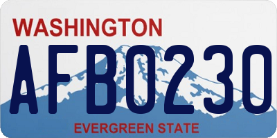 WA license plate AFB0230