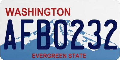 WA license plate AFB0232