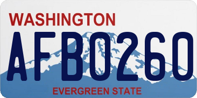 WA license plate AFB0260