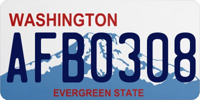 WA license plate AFB0308