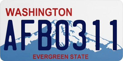 WA license plate AFB0311