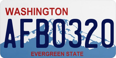 WA license plate AFB0320