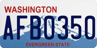WA license plate AFB0350